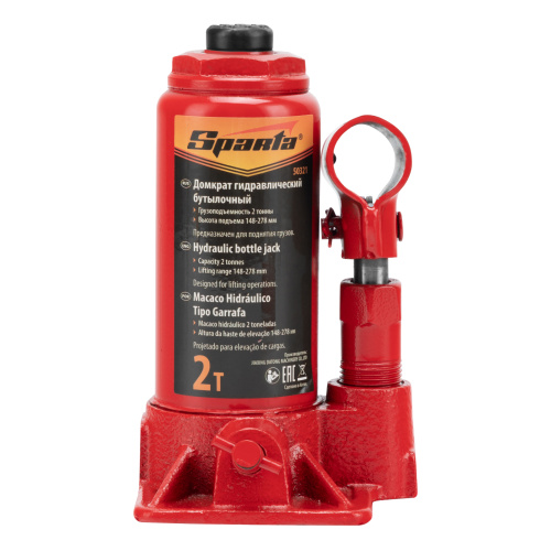 Домкрат гидравлический бутылочный, 2 т, h подъема 148-278 мм Sparta по ценам производителя в Челябинске с доставкой по всей России