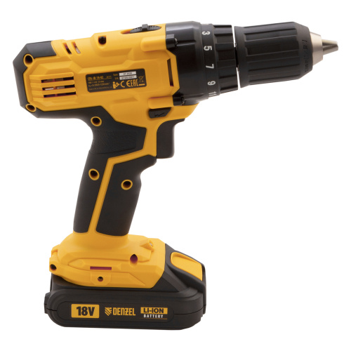 Дрель-шуруповерт аккумуляторная CDL-IB-18-02, Li-Ion, 18 В, 2 акк. Denzel по ценам производителя в Челябинске с доставкой по всей России