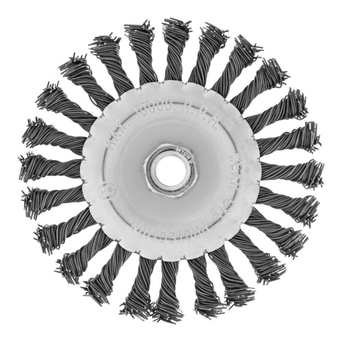 Щетка для УШМ 125 мм, М14, плоская, крученая проволока 0.8 мм Matrix по ценам производителя в Челябинске с доставкой по всей России