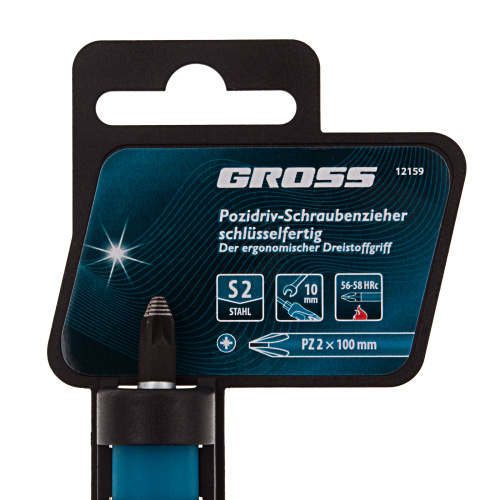 Отвертка PZ2 x 100 мм, S2, трехкомпонентная ручка Gross по ценам производителя в Челябинске с доставкой по всей России
