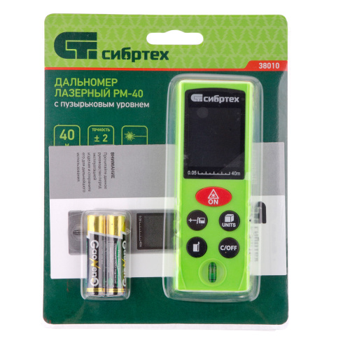 Лазерный дальномер PM-40,40 м,с пузырьковым уровнем Сибртех по ценам производителя в Челябинске с доставкой по всей России