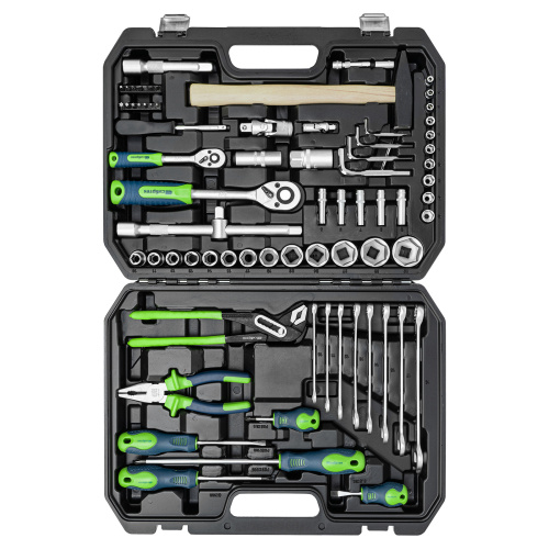 Набор инструментов, 1/2", 1/4", пластиковый кейс 76 предметов Сибртех по ценам производителя в Челябинске с доставкой по всей России