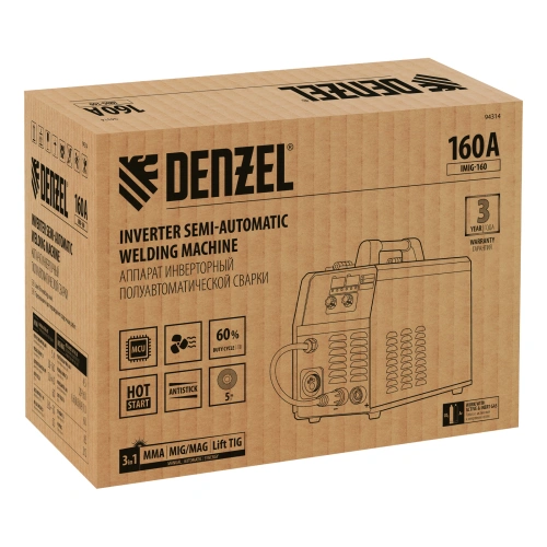 Аппарат инвертор. полуавтомат. cварки IMIG-160 Synergy, 160 А, ПВ 60%, катушка 5 кг Denzel по ценам производителя в Челябинске с доставкой по всей России
