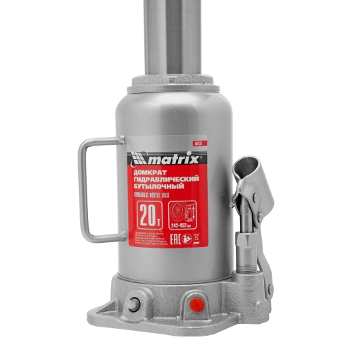 Домкрат гидравлический бутылочный, 20 т, высота подъема 242-452 мм Matrix по ценам производителя в Челябинске с доставкой по всей России