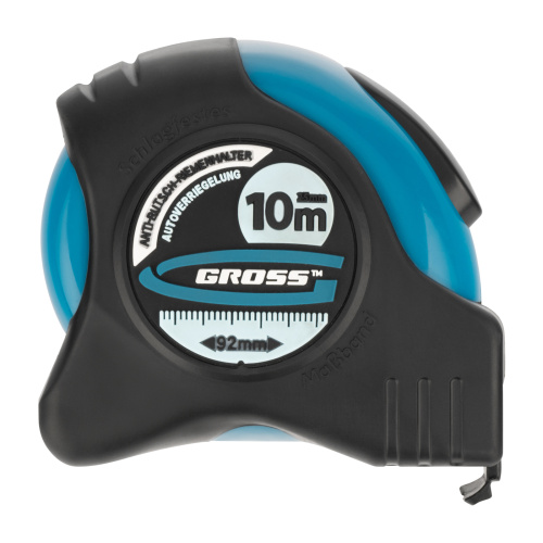 Рулетка "Schlagfest",10 м x 25 мм,магнитный обрезиненный зацеп,двусторонняя шкала,автоматическая фиксация Gross по ценам производителя в Челябинске с доставкой по всей России