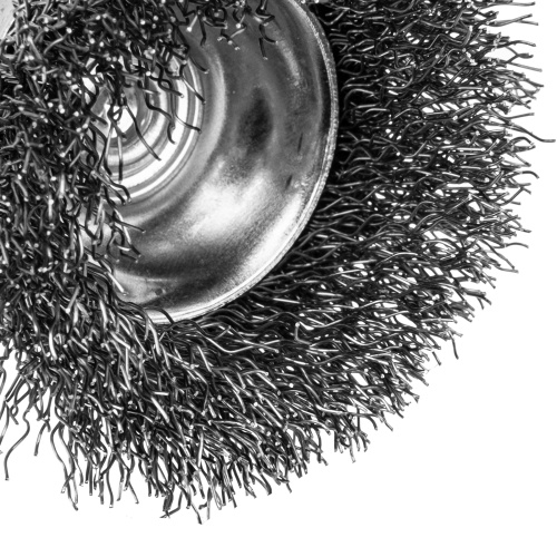 Набор щеток для дрели, 2 Плоские 50-75мм, 3 Чашки 25-50-75мм, шпилька,  нерж.вит. проволока Denzel по ценам производителя в Челябинске с доставкой по всей России