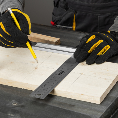 Угольник стальной 300 мм, нержавеющая сталь, градуировка, алюминиевое основание Denzel по ценам производителя в Челябинске с доставкой по всей России