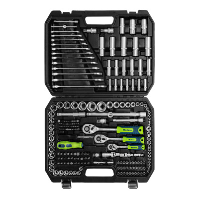 Набор инструментов, 1/2", 3/8", 1/4", пластиковый кейс 215 предм. Сибртех по ценам производителя в Челябинске с доставкой по всей России