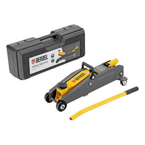 Домкрат гидравлический подкатной, 2 т, 135-385 мм, в пласт. кейсе Denzel по ценам производителя в Челябинске с доставкой по всей России