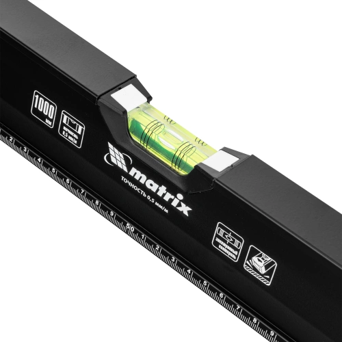 Уровень алюминиевый, усиленный, фрезерованный, 3 глазка, двухкомпонентные рукоятки, 1000 мм Matrix по ценам производителя в Челябинске с доставкой по всей России