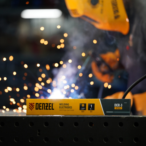 Электроды DER-3, диам. 2,5 мм, 1 кг., рутиловое покрытие Denzel по ценам производителя в Челябинске с доставкой по всей России