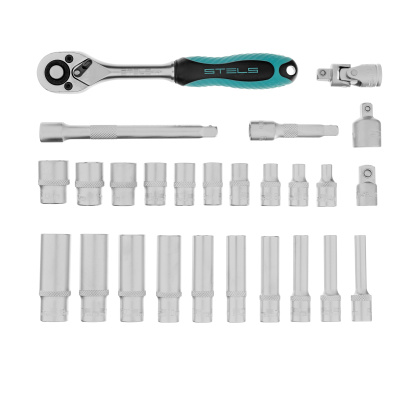 Набор торцевых головок с трещоткой, 1/4", 26 предметов Stels по ценам производителя в Челябинске с доставкой по всей России