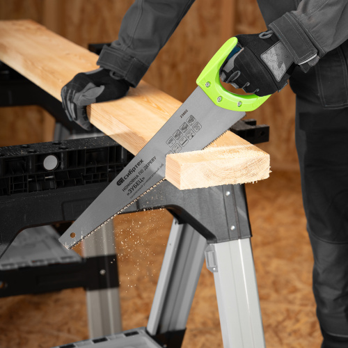 Ножовка по дереву "Зубец", 400 мм, 7-8 TPI, каленый зуб 2D, двухкомпонентная рукоятка Сибртех по ценам производителя в Челябинске с доставкой по всей России