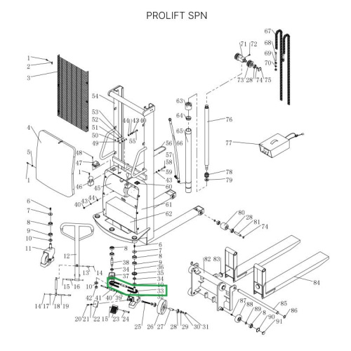 Цепь поворотного колеса в сборе с натяжителем для штабелеров SPN по ценам производителя в Челябинске с доставкой по всей России