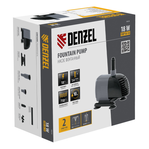Насос фонтанный FNP18-14, 18 Вт, подъем 1,4 м, 750 л/ч, колокольчик/каскад Denzel по ценам производителя в Челябинске с доставкой по всей России