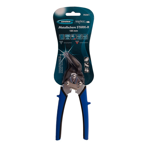 Ножницы по металлу "Piranha", 185 мм, прямой и правый рез, сталь СrM, двухкомпонентные рукоятки Gross по ценам производителя в Челябинске с доставкой по всей России