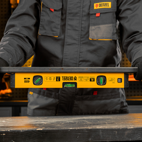 Уровень алюминиевый, магнит., фрезерованный, 3 глазка (1 зеркал.) 0,5 мм/м, 400 мм Denzel по ценам производителя в Челябинске с доставкой по всей России