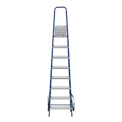 Стремянка, 8 ступеней, стальной профиль, алюминиевые ступени Сибртех по ценам производителя в Челябинске с доставкой по всей России