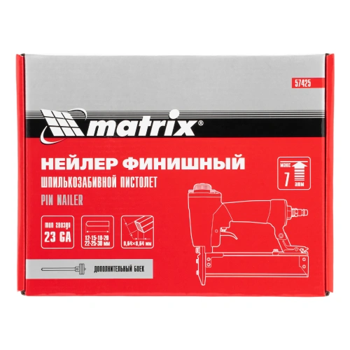 Нейлер финишный, шпилькозабивной пистолет, пневматический, гвоздь 23GA D 0.64 мм  длина 10-30 мм Matrix по ценам производителя в Челябинске с доставкой по всей России