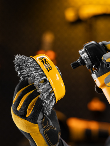 Щетка для УШМ, 125 мм, "Чашка", крученая нержавеющая проволока 0.5 мм, М14 Denzel по ценам производителя в Челябинске с доставкой по всей России