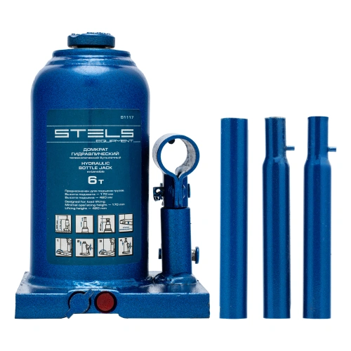 Домкрат гидравлический бутылочный телескопический, 6 т, H подъема 170-420 мм Stels по ценам производителя в Челябинске с доставкой по всей России