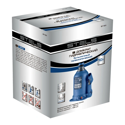Домкрат гидравлический бутылочный телескопический, 10 т, подъем 180-430 мм Stels по ценам производителя в Челябинске с доставкой по всей России