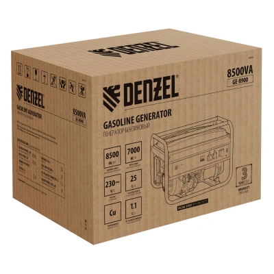 Генератор бензиновый GE 8900, 8.5 кВт, 220 В/50 Гц, 25 л, ручной старт Denzel купить в Москве с доставкой по всей России | ProtosMarket.ru