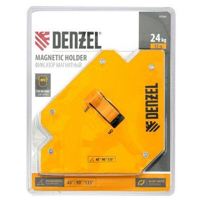 Фиксатор магнитный отключаемый для сварочных работ усилие 55 LB, 45х90х135 град. Denzel по ценам производителя в Челябинске с доставкой по всей России