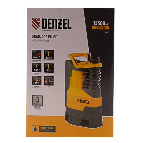 Дренажный насос DPХ950, Х-Pro, 950 Вт, подъем 8.5 м, 15500 л/ч Denzel по ценам производителя в Челябинске с доставкой по всей России
