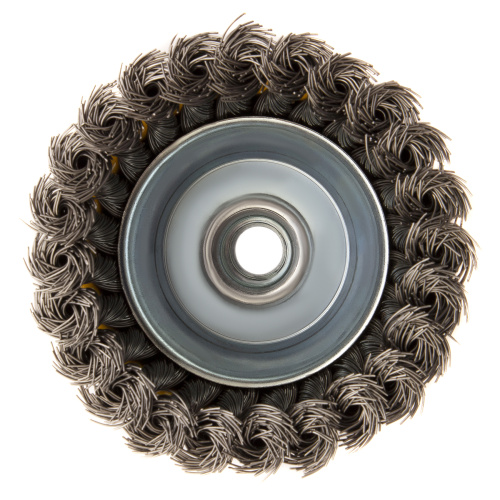 Щетка для УШМ, 100 мм, "Чашка", крученая нержавеющая проволока 0.5 мм, М14 Denzel по ценам производителя в Челябинске с доставкой по всей России