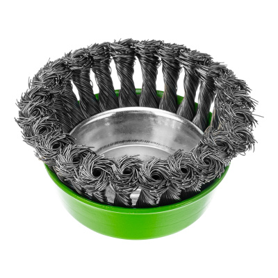 Щетка для УШМ, 100 мм, М14, "чашка", крученая металлическая проволока Сибртех по ценам производителя в Челябинске с доставкой по всей России