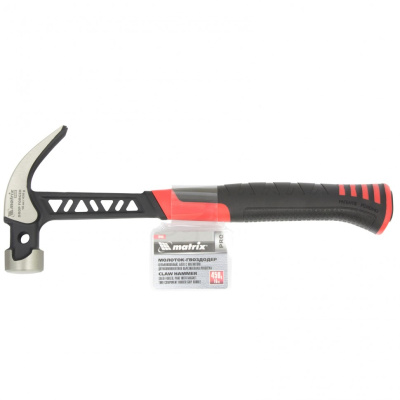 Молоток-гвоздодер, 450 г, цельнокованый, боек с магнитом, двухкомпонентная обрезиненная рукоятка Matrix Pro по ценам производителя в Челябинске с доставкой по всей России