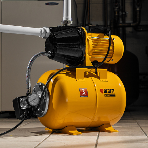 Насосная станция PS1100С, 1100 Вт, 4500 л/ч, ресивер 24 л, подъем 46 м, чугун Denzel по ценам производителя в Челябинске с доставкой по всей России