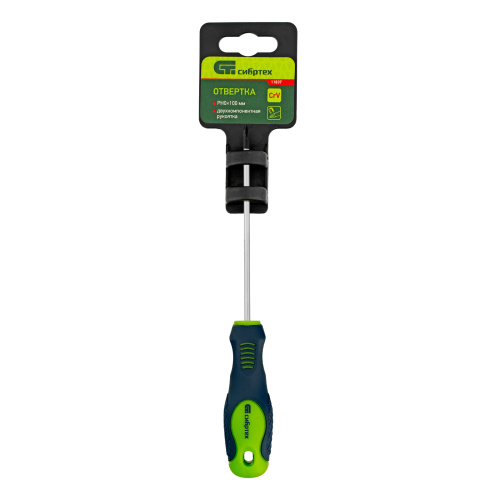 Отвертка, PH0 х 100 мм, CrV, двухкомпонентная рукоятка Сибртех по ценам производителя в Челябинске с доставкой по всей России
