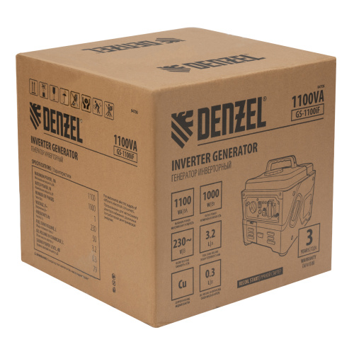 Генератор инверторный GS-1100iF, 1,1 кВт, 230 В, ручной старт DENZEL по ценам производителя в Челябинске с доставкой по всей России