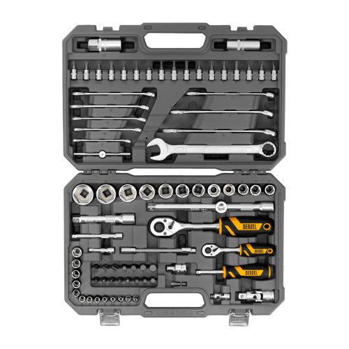 Набор инструментов, 1/2", 1/4", CrV, S2, пластиковый кейс, 82 предмета Denzel по ценам производителя в Челябинске с доставкой по всей России