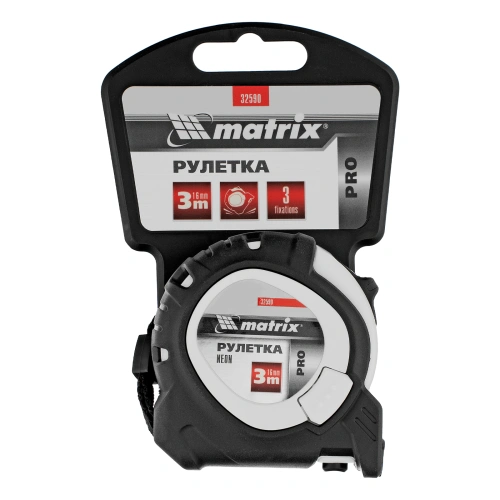 Рулетка Neon,3 м x 16 мм,обрезиненный корпус,3 фиксации,Pro Matrix по ценам производителя в Челябинске с доставкой по всей России