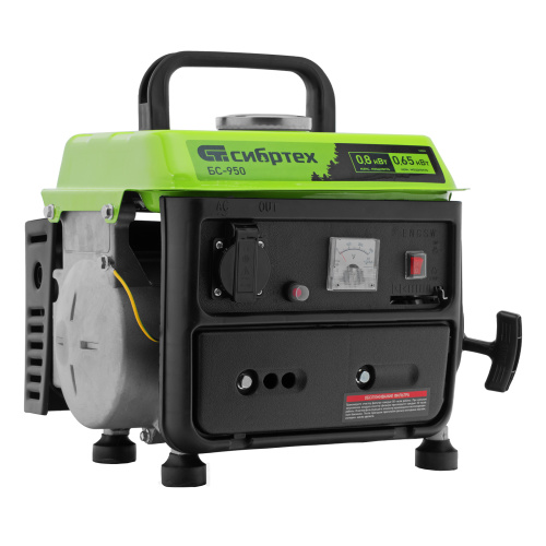 Генератор бензиновый БС-950, 0.8 кВт, 230 В, 2-х тактный, 4 л, ручной стартер Сибртех по ценам производителя в Челябинске с доставкой по всей России
