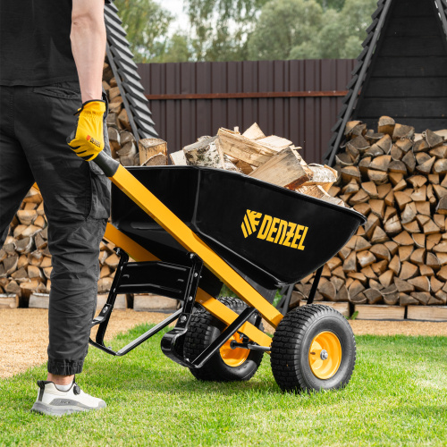 Тачка строительная, усиленная, объем 140 л, 250 кг, двухколесная, колесо 15х6.00-6 Denzel по ценам производителя в Челябинске с доставкой по всей России