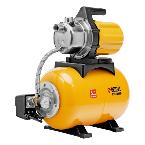 Насосная станция PS800X, 800 Вт, 3200 л/ч, ресивер 24 л, подъем 38 м, нержавейка Denzel по ценам производителя в Челябинске с доставкой по всей России