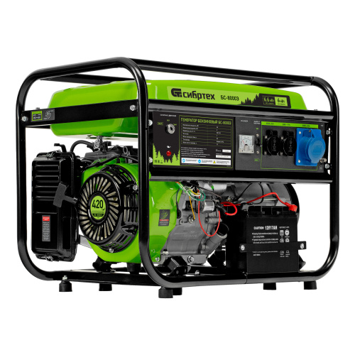 Генератор бензиновый БС-8000Э, 6,6 кВт, 230В, четырехтактный, 25 л, электростартер Сибртех по ценам производителя в Челябинске с доставкой по всей России