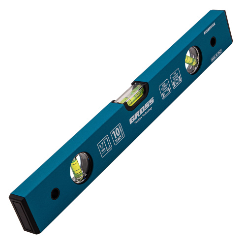 Уровень алюминиевый усиленный, 400 мм, 3 глазка Gross по ценам производителя в Челябинске с доставкой по всей России