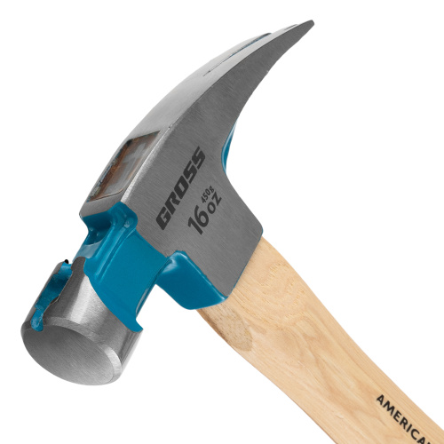 Молоток-гвоздодер, 450 г, угол 75, магнит, обрезиненная рукоятка American hickory GROSS по ценам производителя в Челябинске с доставкой по всей России
