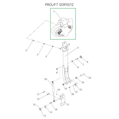 Верхняя часть ручки в сборе для штабелеров SDR 1016/1030/1035/1225/1230/1235/1635 по ценам производителя в Челябинске с доставкой по всей России