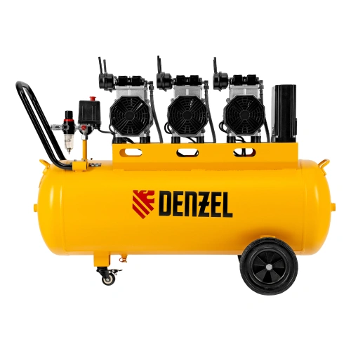 Компрессор безмасляный, малошумный DLS 3300/100, 3300 Вт,3x1100, 100 л, 570 л/мин ,блок управления Denzel по ценам производителя в Челябинске с доставкой по всей России