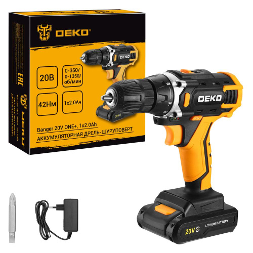 Аккумуляторная дрель-шуруповерт DEKO Banger 20V ONE+, 1x2.0Ач по ценам производителя в Челябинске с доставкой по всей России