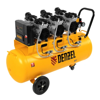 Компрессор безмасляный, малошумный  DLS 2250/100, 2250 Вт, 3x750, 100 л, 410 л/мин блок управления/ Denzel купить в Москве с доставкой по всей России | ProtosMarket.ru