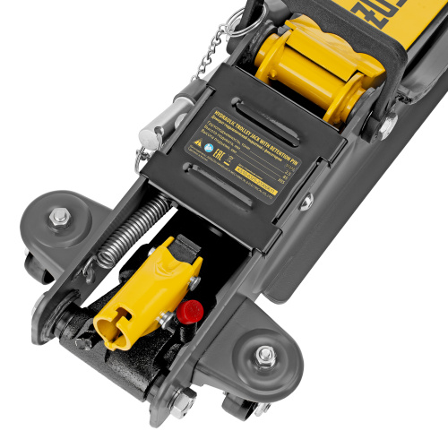 Домкрат гидравлический подкатной с фиксатором, 2,5 т,  85-385 мм, в пласт. кейсе Denzel по ценам производителя в Челябинске с доставкой по всей России