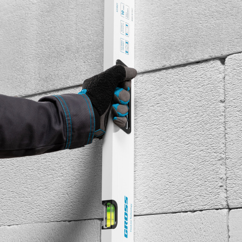 Уровень алюминиевый, 1000 мм, усиленный, рукоятки, фрезерованный, 3 глазка, магнитный Gross по ценам производителя в Челябинске с доставкой по всей России