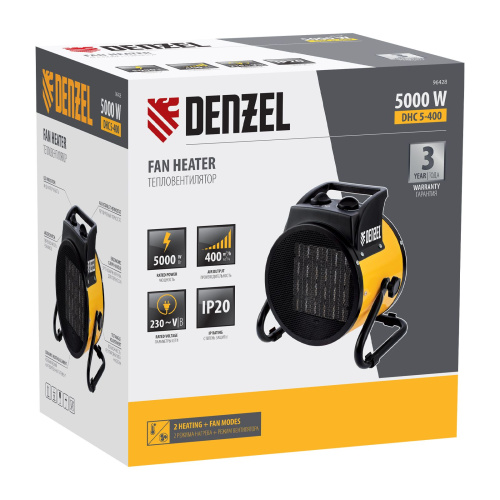 Тепловая пушка, керамический нагреватель (тепловентилятор) DHC 5-400, 230 В, 0.04/3/5 кВт Denzel купить в Москве с доставкой по всей России | ProtosMarket.ru